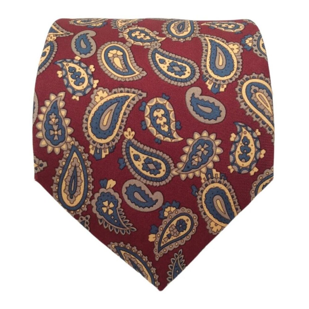 BURBERRY'S Burgundy Paisley Silk Tie Made In England 58"/3". 3/4 EX COND